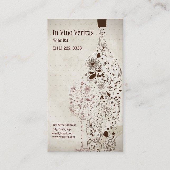 Elegant Vintage Wine Bar Business Card (Front)