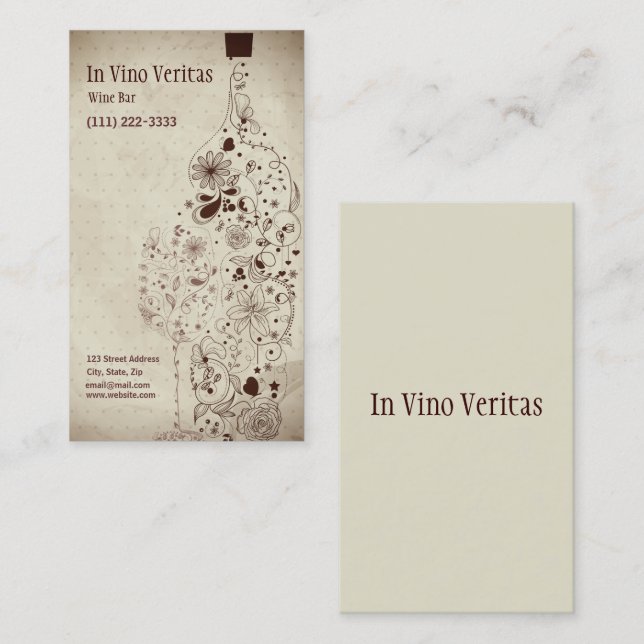 Elegant Vintage Wine Bar Business Card (Front/Back)