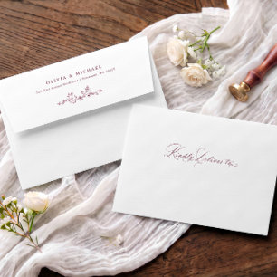 Elegant Vintage Wine Red French Floral Wedding Envelope