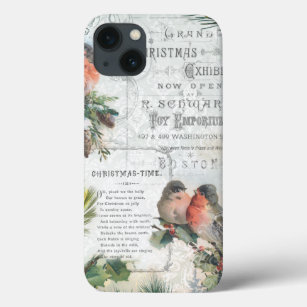 Elegant Vintage Winter Christmas Robins iPhone 13 Case