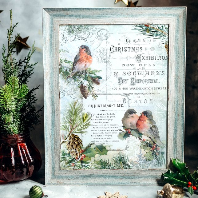 Elegant Vintage Winter Christmas Robins Decoupage Tissue Paper (Creator Uploaded)