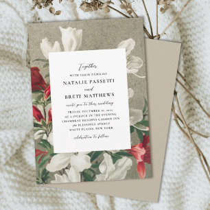 Elegant Vintage Winter Florals Wedding Invitation