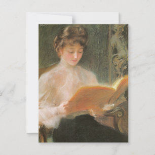 Elegant Vintage Woman Reading Teodor Axentowicz Postcard