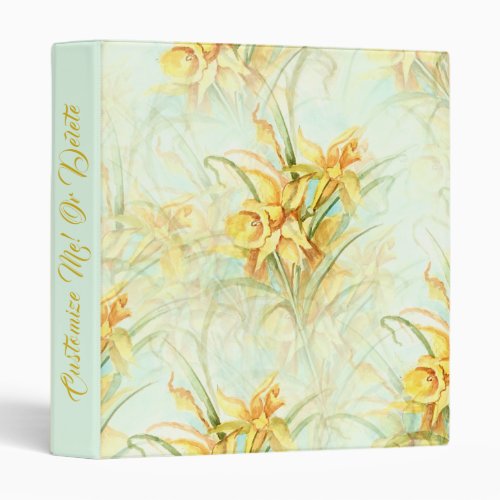 Elegant Vintage Yellow Daffodils Floral Flower 3 Ring Binder