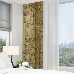 Elegant Vintage Yellow Gold Floral Blackout Curtains