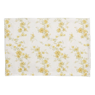 Elegant Vintage Yellow Roses Floral Pattern Pillow Case
