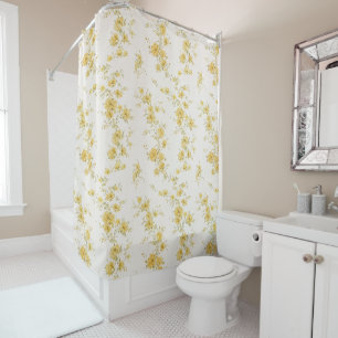Elegant Vintage Yellow Roses Floral Pattern Shower Curtain