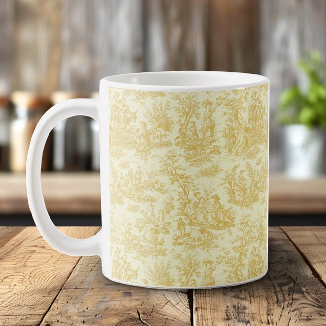 Elegant vintage yellow toile de jouy  coffee mug (Creator Uploaded)