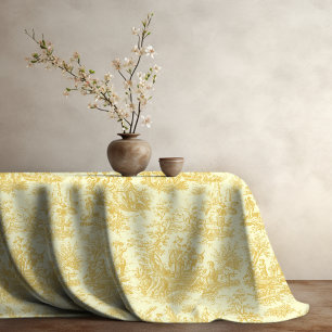 Elegant Vintage Yellow Toile de Jouy Pattern Tablecloth