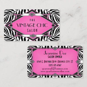 Elegant Vintage Zebra Art Deco Pink Diamond Business Card