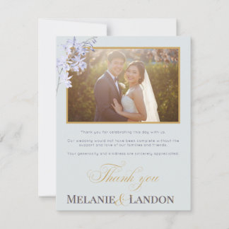 Elegant Violet and Mint Wedding Thank You Card