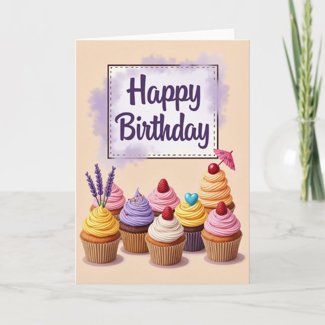 Elegant Violet Birthday Card (Front)