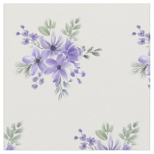 Elegant Violet Bloom Floral Pattern Fabric