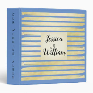 Elegant violet blue gold foil paint striped frame 3 ring binder