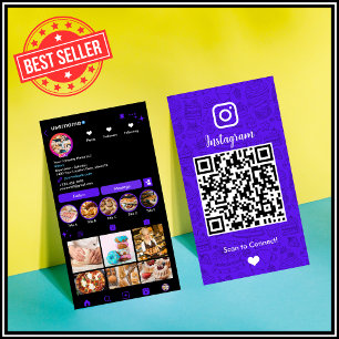 Elegant Violet Chef & Bakery Instagram QR Business Card