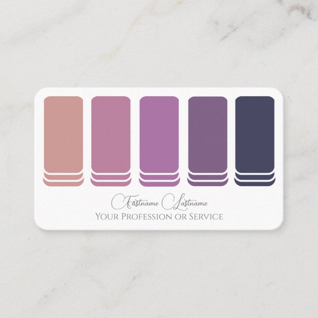 Elegant violet color palette calligraphy QR-Code Business Card (Front)