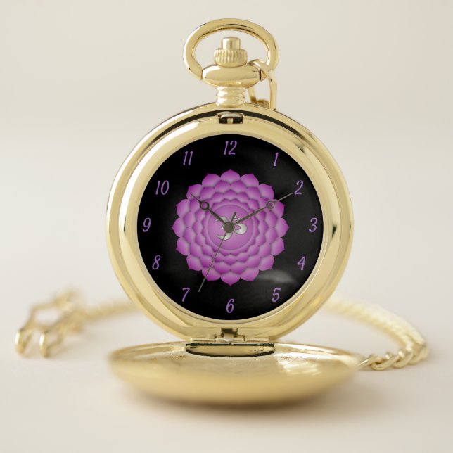 Elegant Violet Crown Chakra Chi Zen Yoga Spiritual Pocket Watch (Inside)