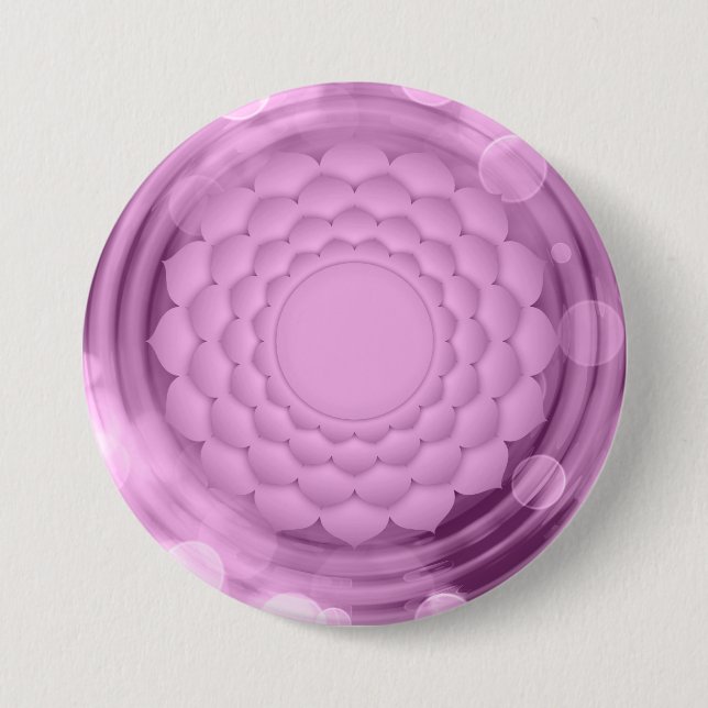Elegant Violet Crown Chakra Zen Yoga Spiritual Button (Front)