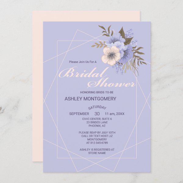 Elegant Violet Five Petal Roses Bridal Shower