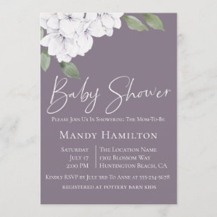 Elegant Violet Floral Baby Shower Invitation