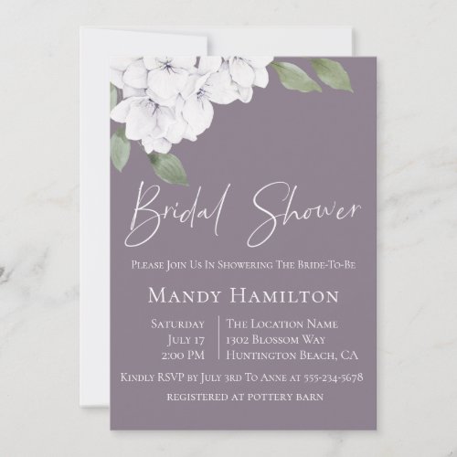 Elegant Violet Floral Bridal Shower Invitation