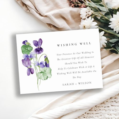 Elegant Violet Floral Bunch Wedding Wishing Well Enclosure Card