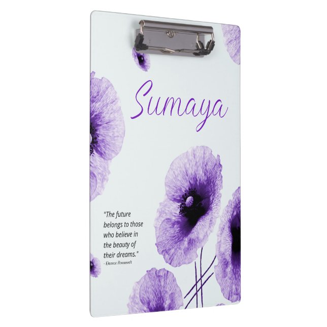 Elegant Violet Floral Clipboard Customizable (Right)