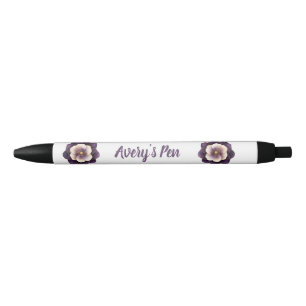 Elegant Violet Floral Name Pen