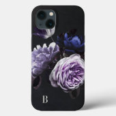 Elegant Violet Floral Rose Monogram Case-Mate iPhone Case (Back)