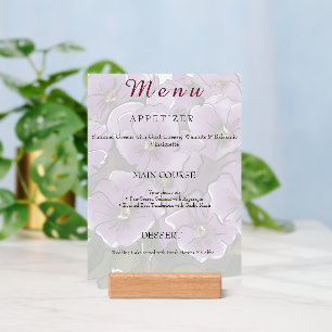 Elegant Violet Flowers Lesbian Wedding Dinner Menu Holder