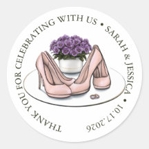 Elegant Violet Flowers Lesbian Wedding Favor Stick