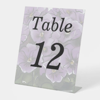 Elegant Violet Flowers Lesbian Wedding Table Numbe Pedestal Sign