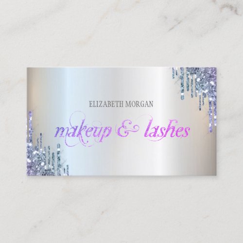 Elegant Violet Glitter Drips Professional  Business Card