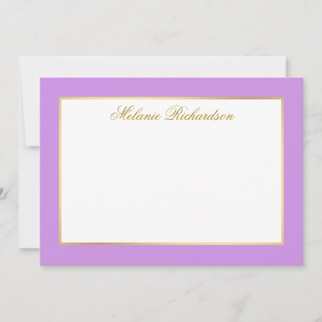 Elegant Violet Gold Frame - Choose Size - Note Card (Front)