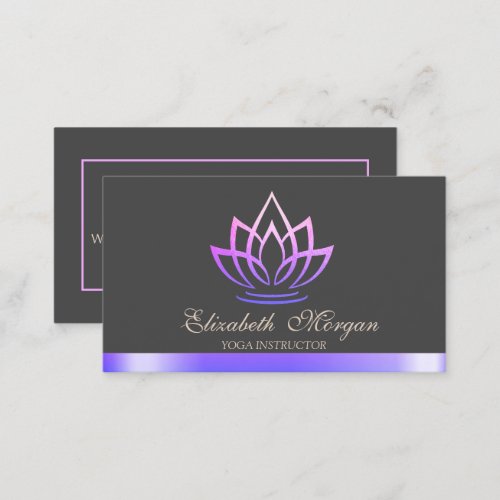 Elegant Violet Lotus Yoga Instructor  Business Card