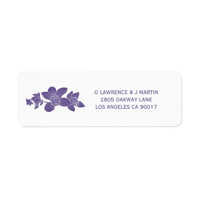 Elegant Violet Orchid Floral Label (Front)