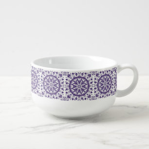 Elegant violet pattern soup mug