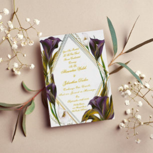 Elegant Violet Purple Calla Lilly Floral  Foil Invitation