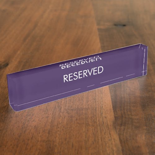 Elegant violet purple custom name text  Reserved Desk Name Plate