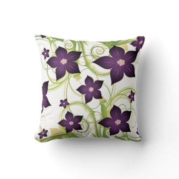 elegant violet purple floral throw pillow