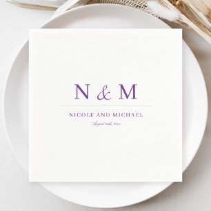 Elegant Violet Purple Monogram Initials Wedding Napkins