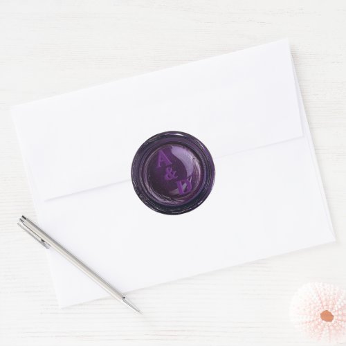 Elegant Violet Purple Monogram Wax Seal Stickers