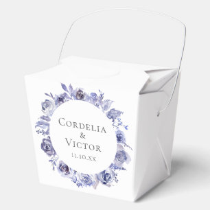 Elegant Violet Purple Roses Floral Winter Wedding Favor Boxes