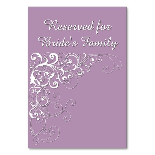 Elegant Violet Reserved Wedding Table Card