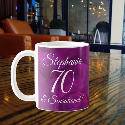 Elegant Violet Rose 70 and Sensational Birthday Coffee Mug