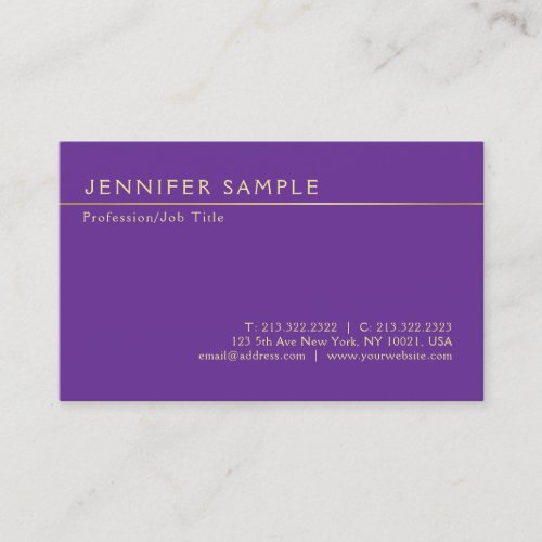 Elegant Violet Trendy Silk Finish Modern Luxury Business Card