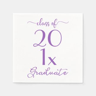Elegant Violet Typography Class Of [YEAR] Graduate Napkin