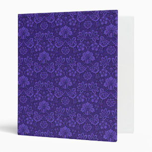 Elegant Violet Vintage Damask Pattern 3 Ring Binder