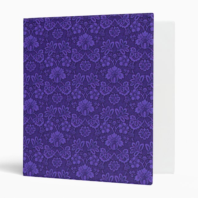 Elegant Violet Vintage Damask Pattern 3 Ring Binder (Front/Inside)