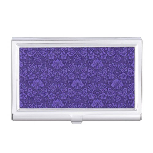 Elegant Violet Vintage Damask Pattern Business Card Case